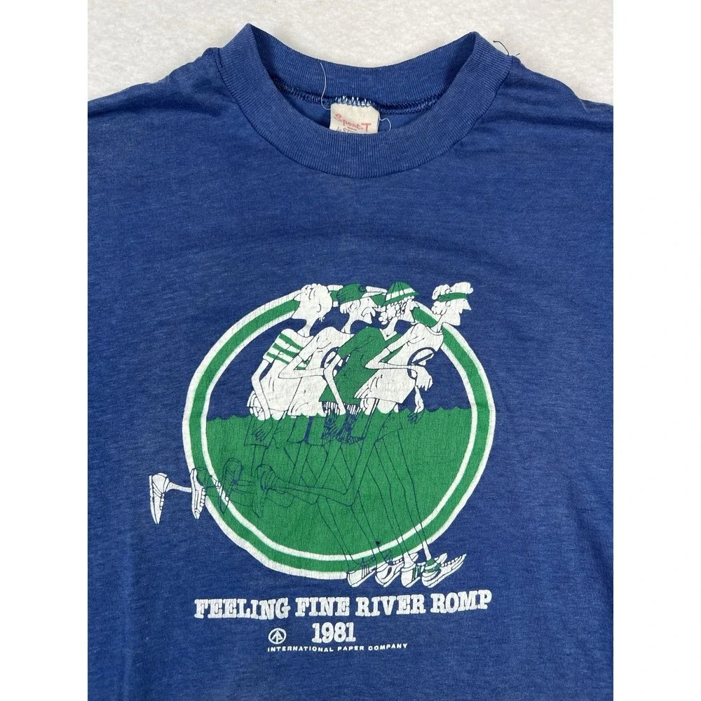 Rare Vintage 1981 Feeling Fine River Romp Marathon Shirt Nike Pre‎ Fontaine Rare